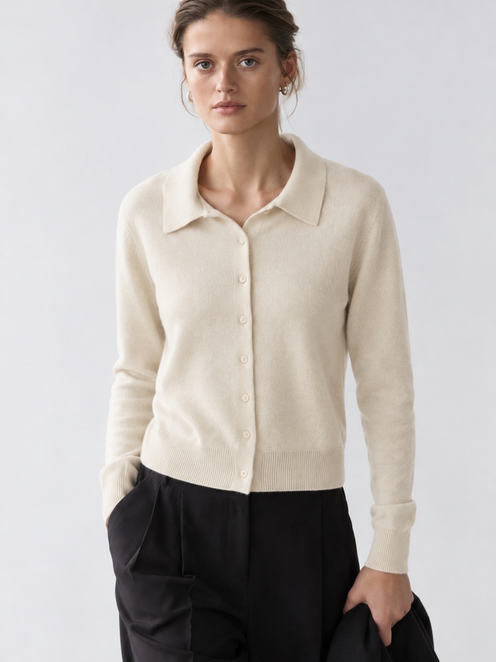 Massimo Dutti NWT 100% wool cardigan cream Large 5607/593